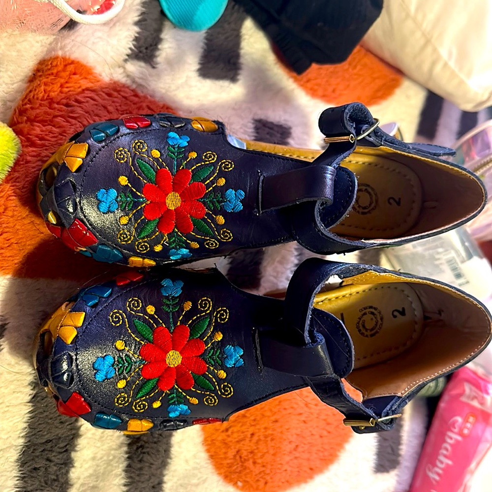Mexican artisanal multi color heels